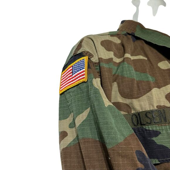 Vintage Army Nato 8090/9404 Large Long Military Button Down Camo Patches Jacket - Picture 5 of 6